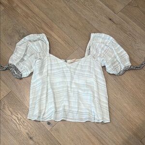 Rebecca Taylor White Puff Sleeve Crop Blouse and built in corset